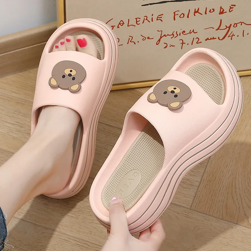 

Тапки женские на платформе, мультяшная обувь для дома, пляжа, высокие тапки с поролоновым узором