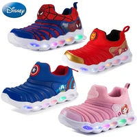new disney marvel led casual sneakers for spring girls frozen elsa princess print outdoor shoe childrens lighted non slip shoes
