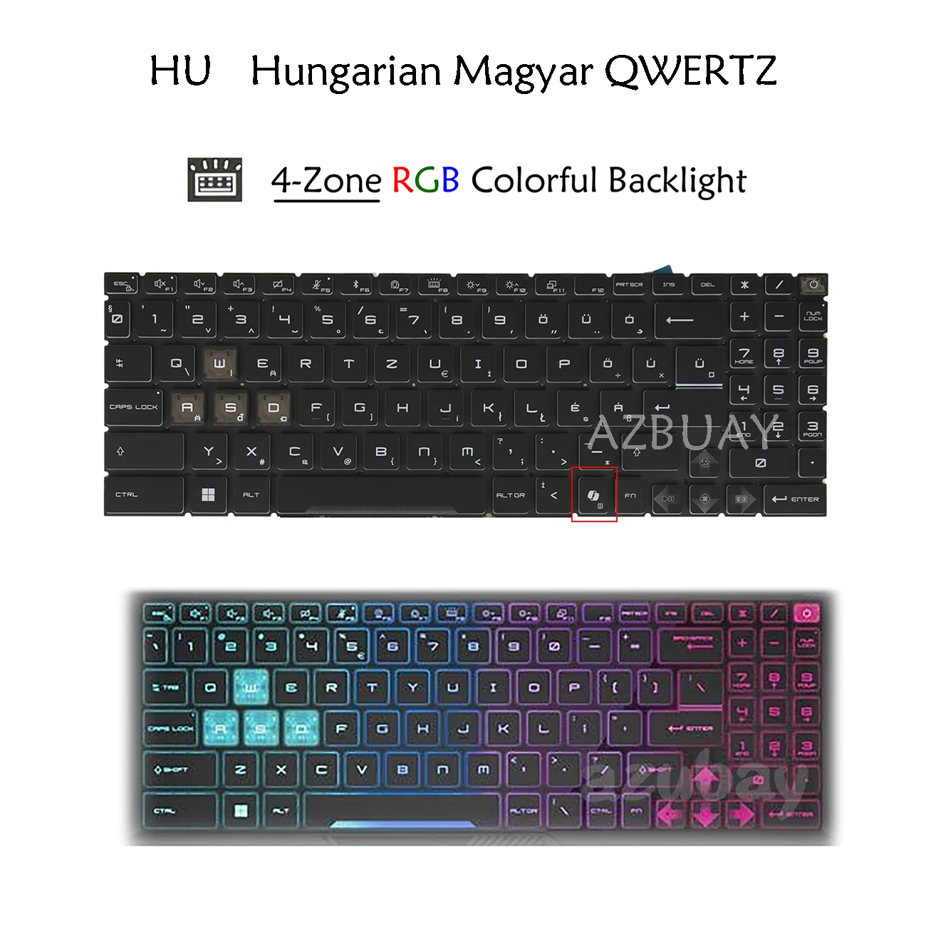 Фото Венгерская клавиатура для MSI Pulse 15 B13V/ 17 B13V / 15 B13VFK / 15 B13VGK / 17 B13VFK / 17 B13VGK с 4-зонной RGB-подсветкой №2