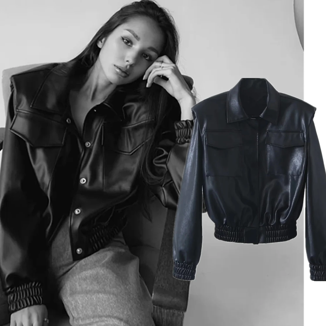 

Jenny&Dave Ins Blogger High Street Retro Locomotive Leather Pu Jackets Women Tops