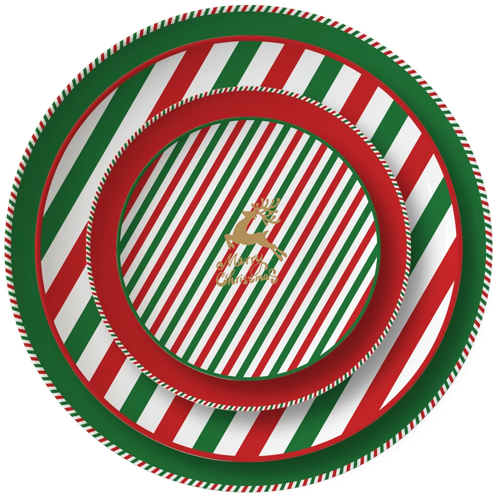 

New Year's Deer Bone China Tableware Set Christmas Theme Steak Dessert Salad Plate Cake Dessert Plate Plates Dinner Dishes