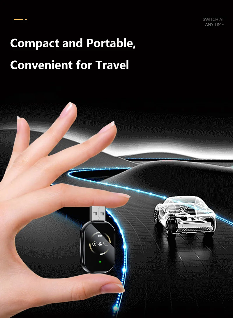 3в1 Mirror Link Проводной к беспроводному адаптеру Carplay для Airplay Android Auto MirrorLink Bluetooth + Wi-Fi USB Dongle Автомобильный Ai Box НОВЫЙ (art.: 3920d420419ee) - 3920d420419ee