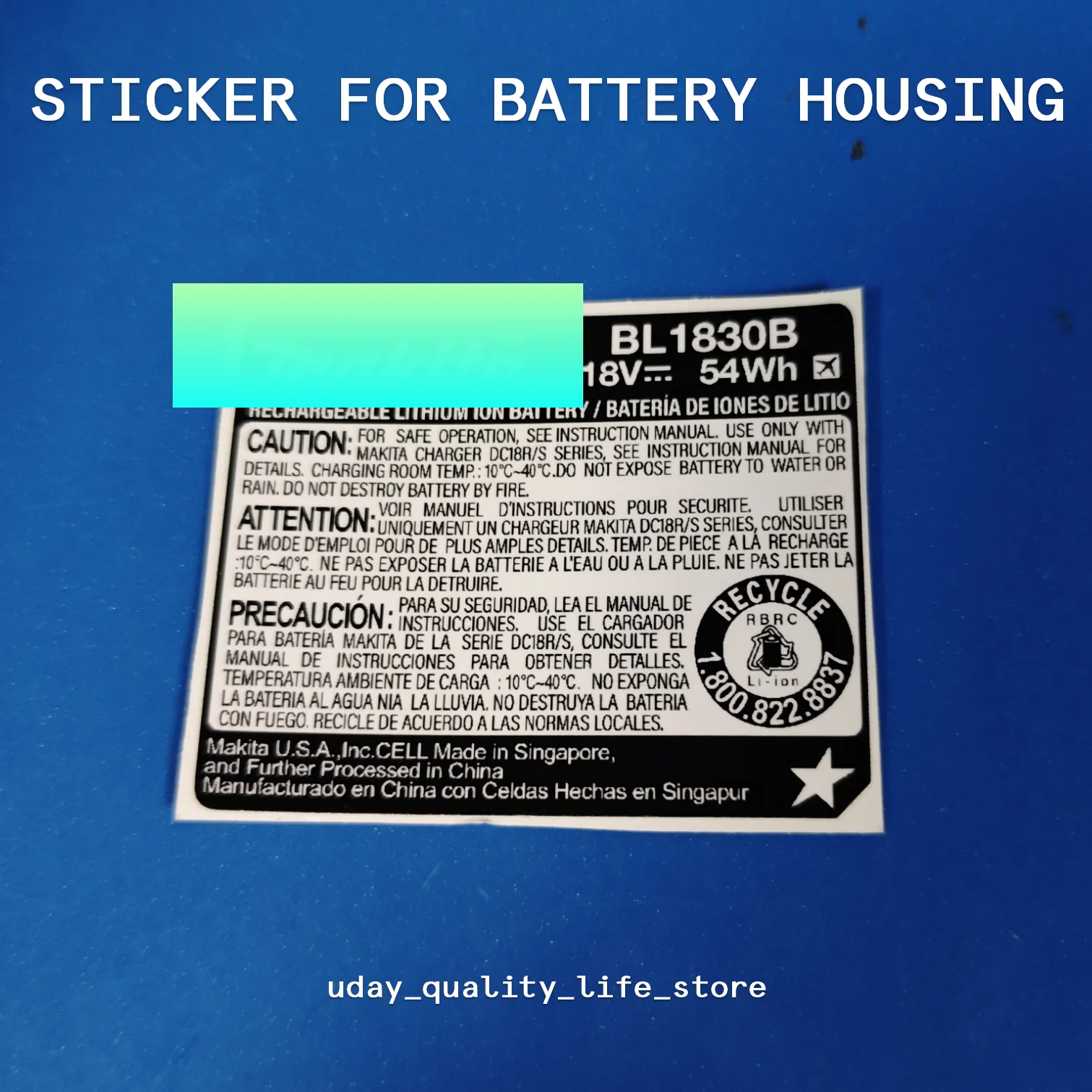 

Наклейка для аккумулятора Makita BL1820B-BL1860B