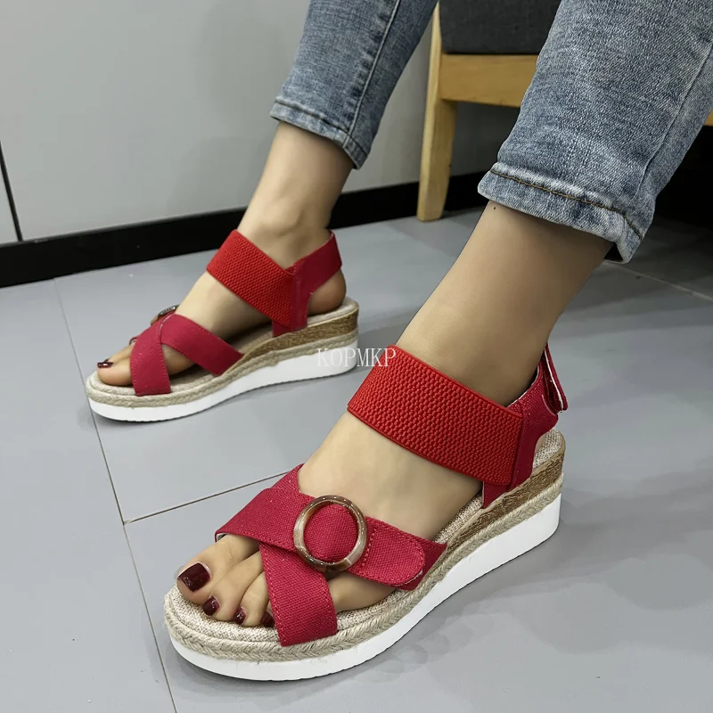 

Женские сандалии на нескользящей подошве, летние босоножки на платформе и каблуке, Размеры 35-43