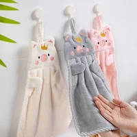 household cartoon cute soft coral fleece piglet towel bathroom kitchen can be hung hand towel small square absorbent rag