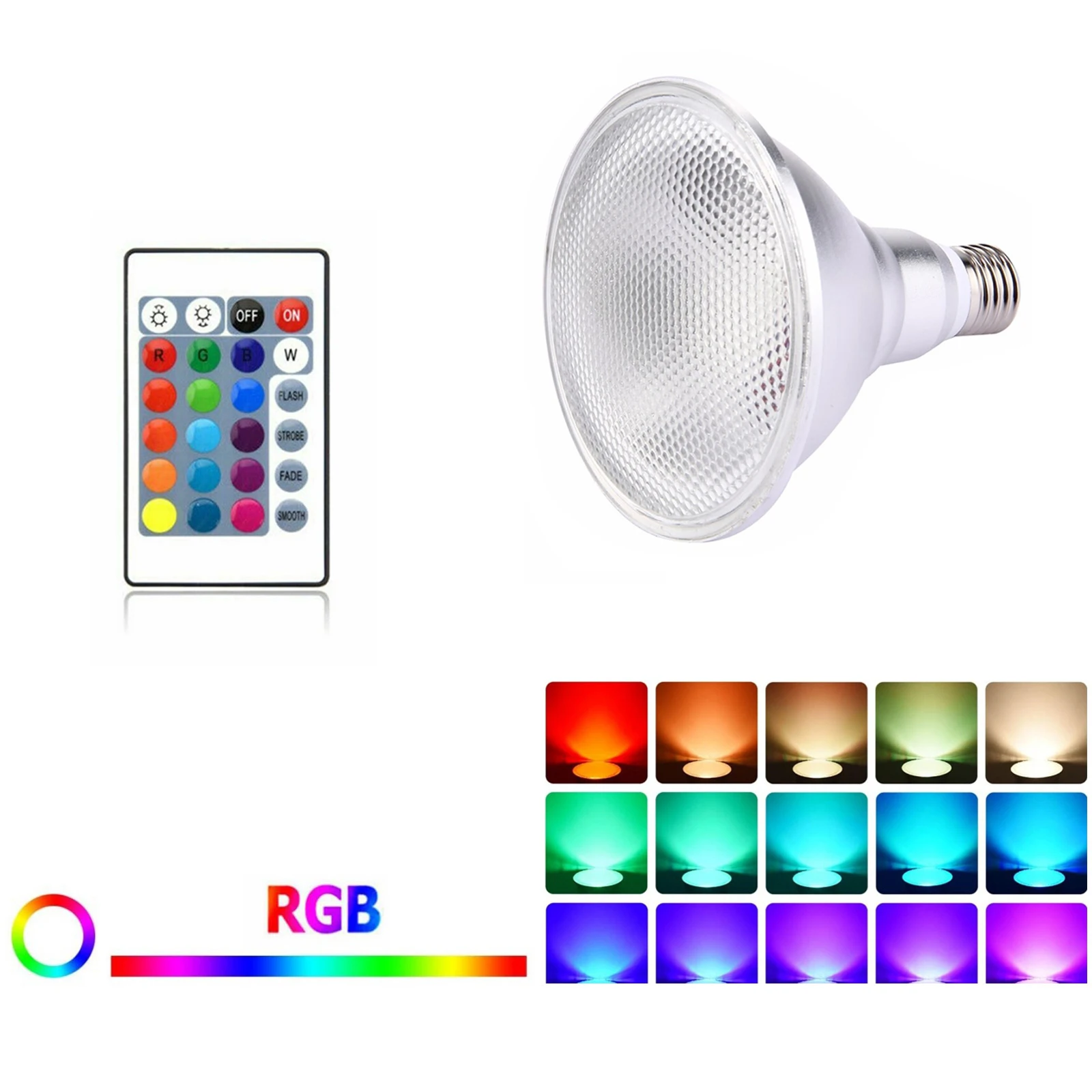 15w 25w E27 Регулируемый свет Rgb Par30 Par38 Световая комната с дистанционным освещением Par