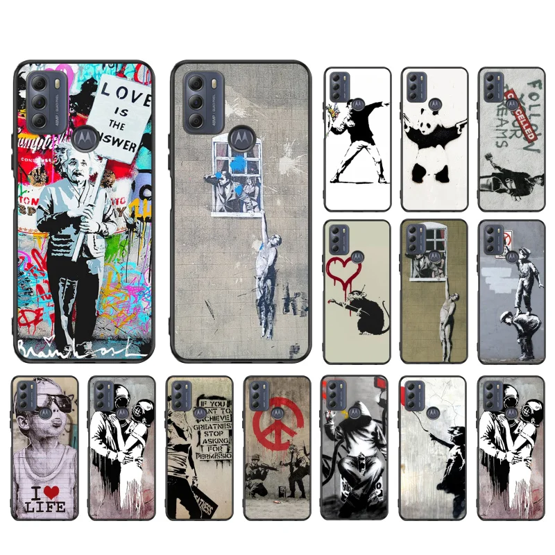 

Street Art Banksy Graffiti Phone Case for Motorola Moto One E7 power E7Plus E6S E20 E40 One Fusion plus Edge 20 Fusion 20lite