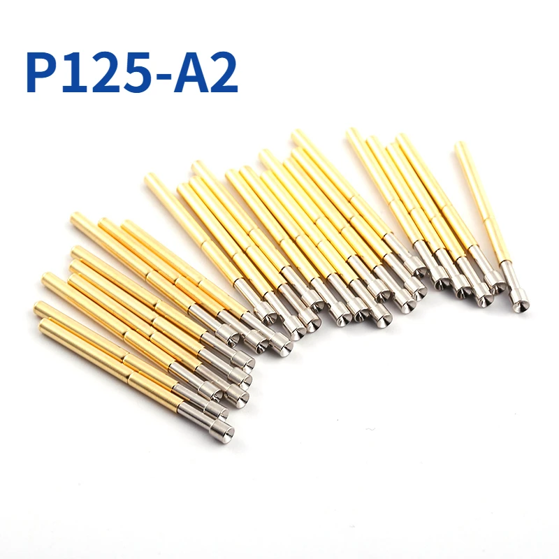 

P125-A2 Пружинный испытательный штифт с чашечной головкой, внешний диаметр 2,02 мм, длина 33,35 мм, используемый для тестирования приспособлений ICT