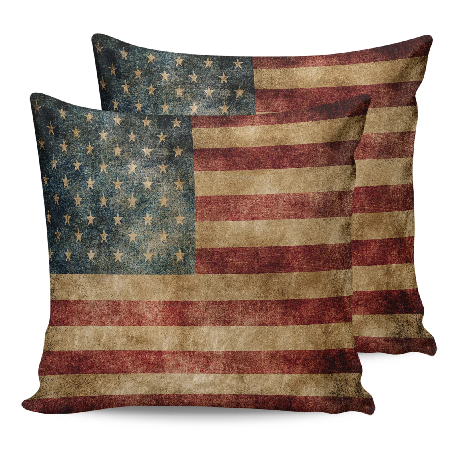 

2PCS Pillowcases Retro American Flag Cushion Cover Home Bedding Living Room Decorative Couch Throw Pillow Case