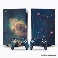 glaxy sticker for ps5 disk edition console carbon fiber skin decal cover for playstation 5 console and 2 controllers