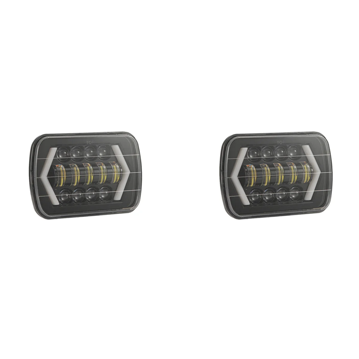 

2pcs 7X6 Inch Halo LED Headlights, 5X7 Inch Square LED Head Light with Angel Eyes DRL Turn Signal Light H6054 H5054