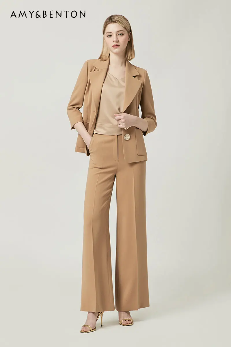 Fashionable High-Grade Waist-Tight Suit Outfit Women's 2023 Spring New Temperament Single-Breasted Long Sleeve Jacket and Pants