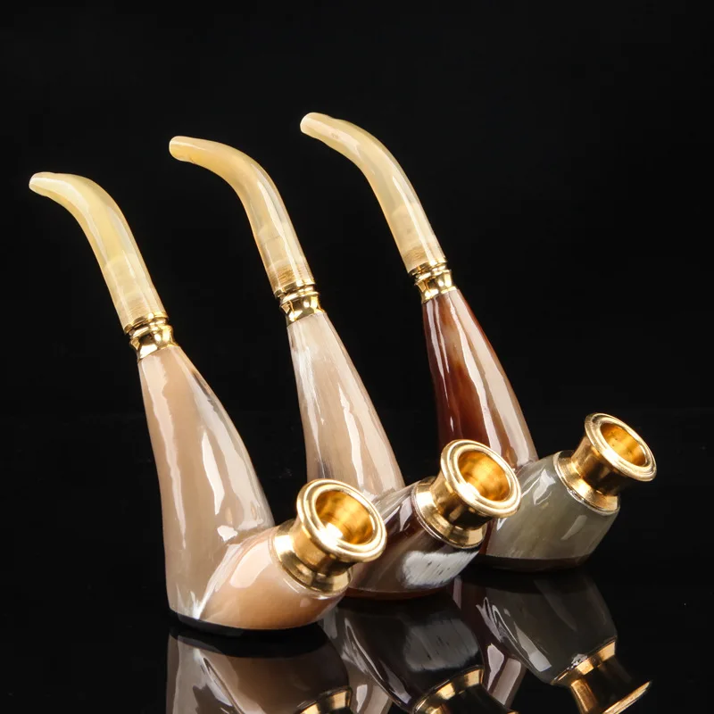 

Natural horn pipe yak horn cigarette holder cut tobacco cigarette dual-purpose pipe