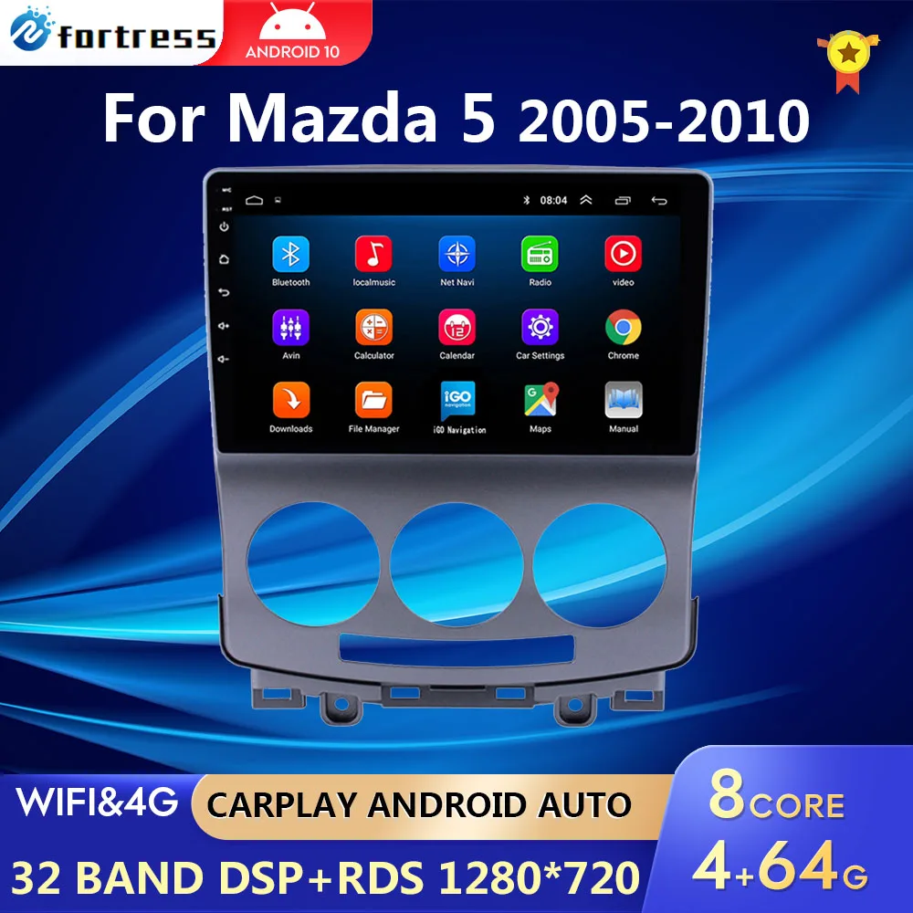 Автомагнитола 2 din для MAZDA 5 2005 2006 2007 2008 2009 2010, мультимедийный видеоплеер, навигатор GPS, Android 10, ОЗУ 4 Гб + ПЗУ 64 ГБ