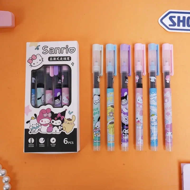 6 шт. гелевые ручки Sanrio Hello Kitty и Kuromi черные