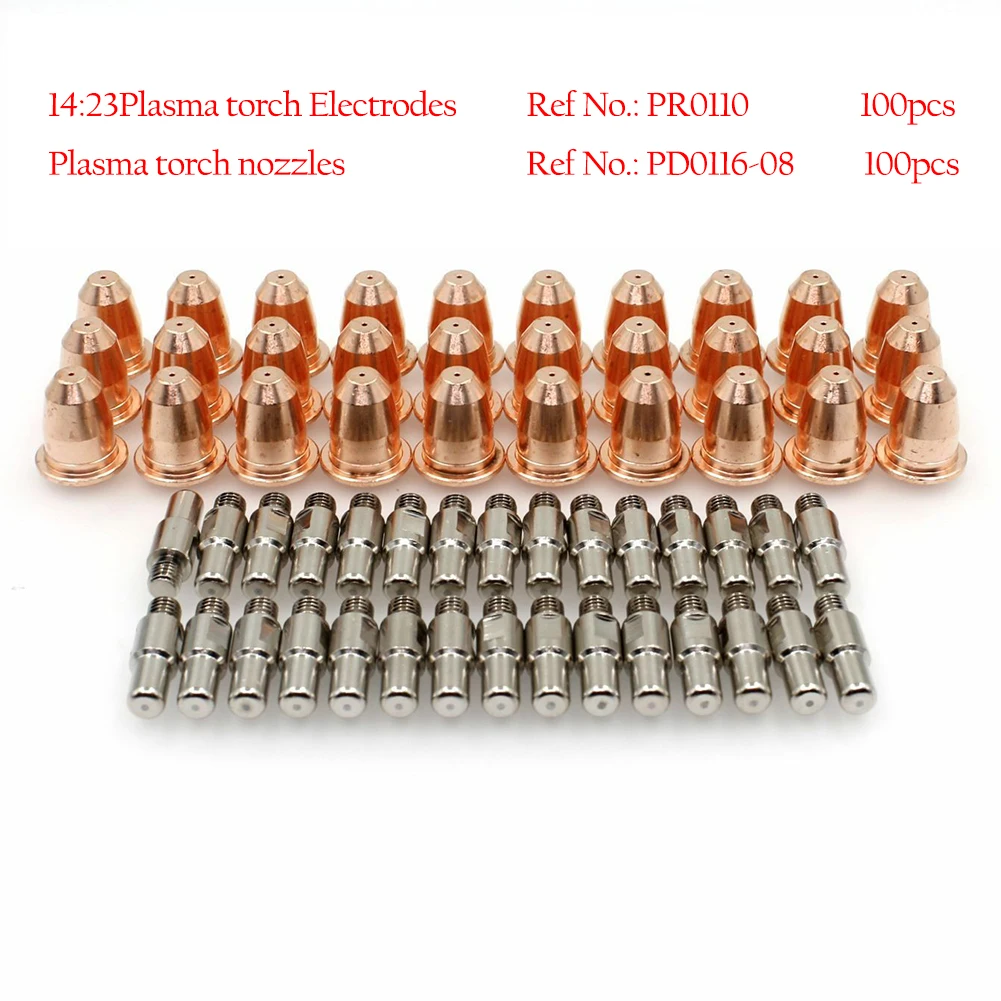 

200 Pcs S25 S45 Electrode PR0110 + Nozzle Tip PD0116-08 Plasma Cutting Machine Torch Kit For WS OEMed Trafimet S25 S45 Torch