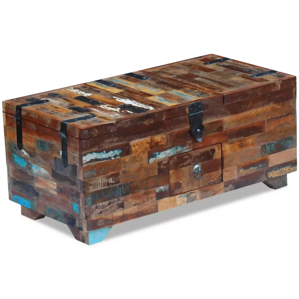 

Кофейный столик из твердой восстановленной древесины 80x40x35 см