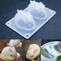 3d silicone mold lovely rabbit pig animal mold ornament mold cake decoration tools silicone mould resin cake mold kawaii gift