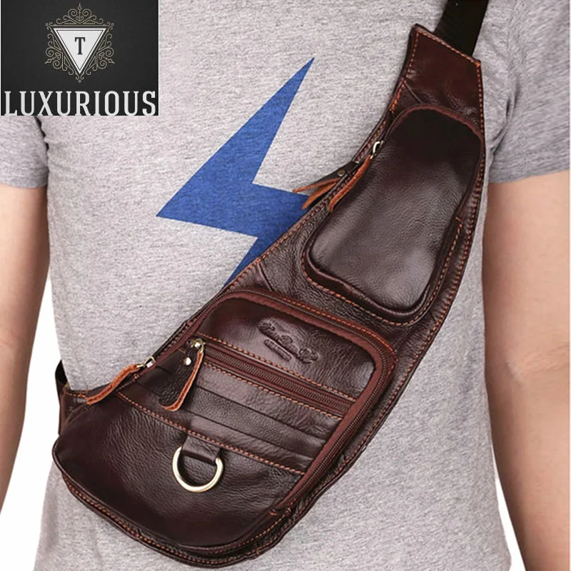 

Высококачественная Мужская сумка-мессенджер из 100% натуральной воловьей кожи в стиле ретро, сумка через плечо, винтажная нагрудная Сумка-слинг на каждый день, полумесяц