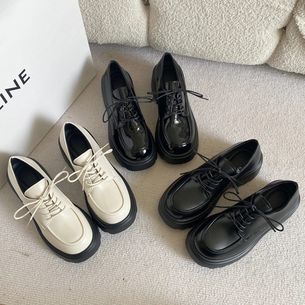 

Small leather shoes women British style 2023 new autumn big head retro black strap thick sole increase jk single shoes