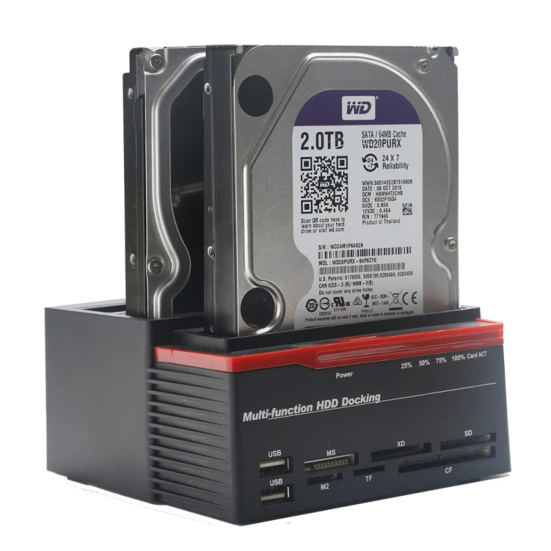 

Sata Ide Hdd Docking Station Clone 3000ma Plug And Play Portable Compact High Speed For Win98 / 7 Hdd Hard Drive Card Reader