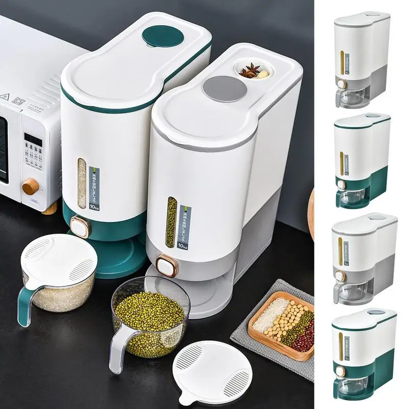 

5kg/10kg Rice Storage Box Sealed Rice Dispenser Large Capacity Grain Storage Jar Bucket Cereal Storage Containers Dispenser
