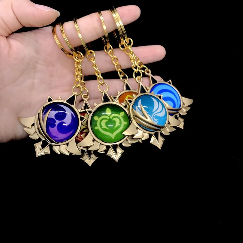 Аниме Genshin ударопрочный брелок зрение элемент Божья глаза для мужчин