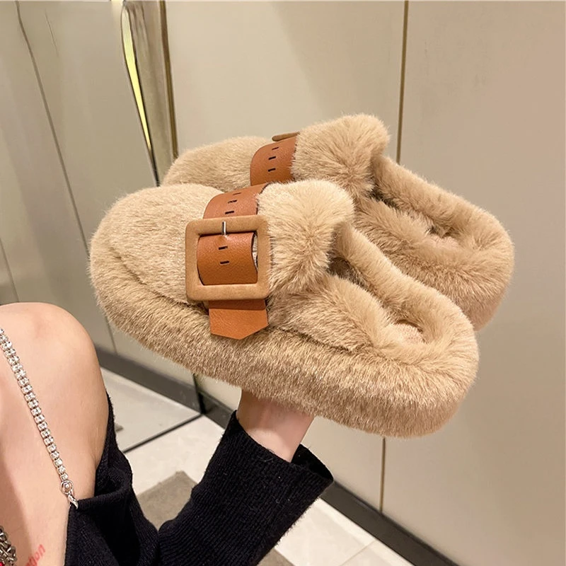 

Обувь на плоской платформе, женские тапочки, новинка 2022, зимние модные теплые ботинки, повседневная обувь