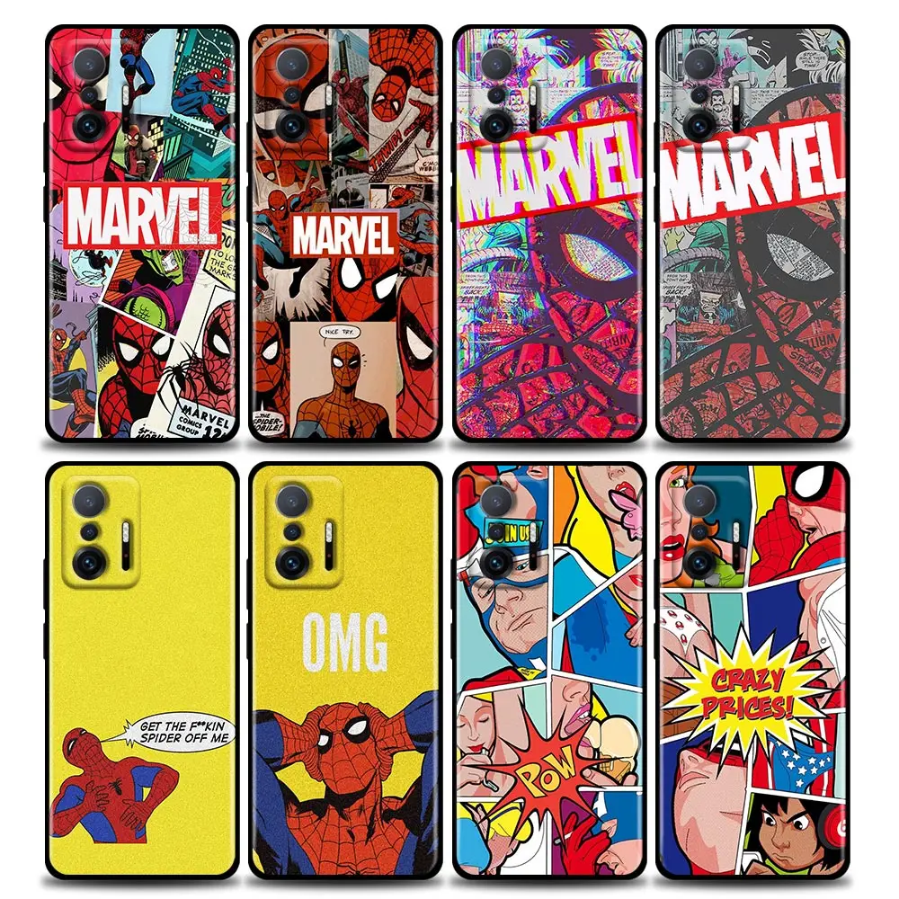 

Coque For Xiaomi Mi 11T 11X 11 Lite 5G NE 12 Poco X3 M3 F3 M4 Pro Cases Fundas Shell Cover Spider-Man Art Marvel Comics