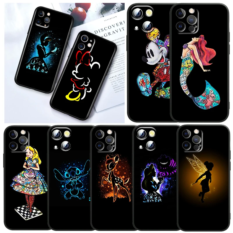 

Minnie Mickey Mouse Princess Phone Case For Apple iPhone 14 13 12 11 SE XS XR X 7 8 6 Mini Plus Pro MAX 2020 Black Soft Cover
