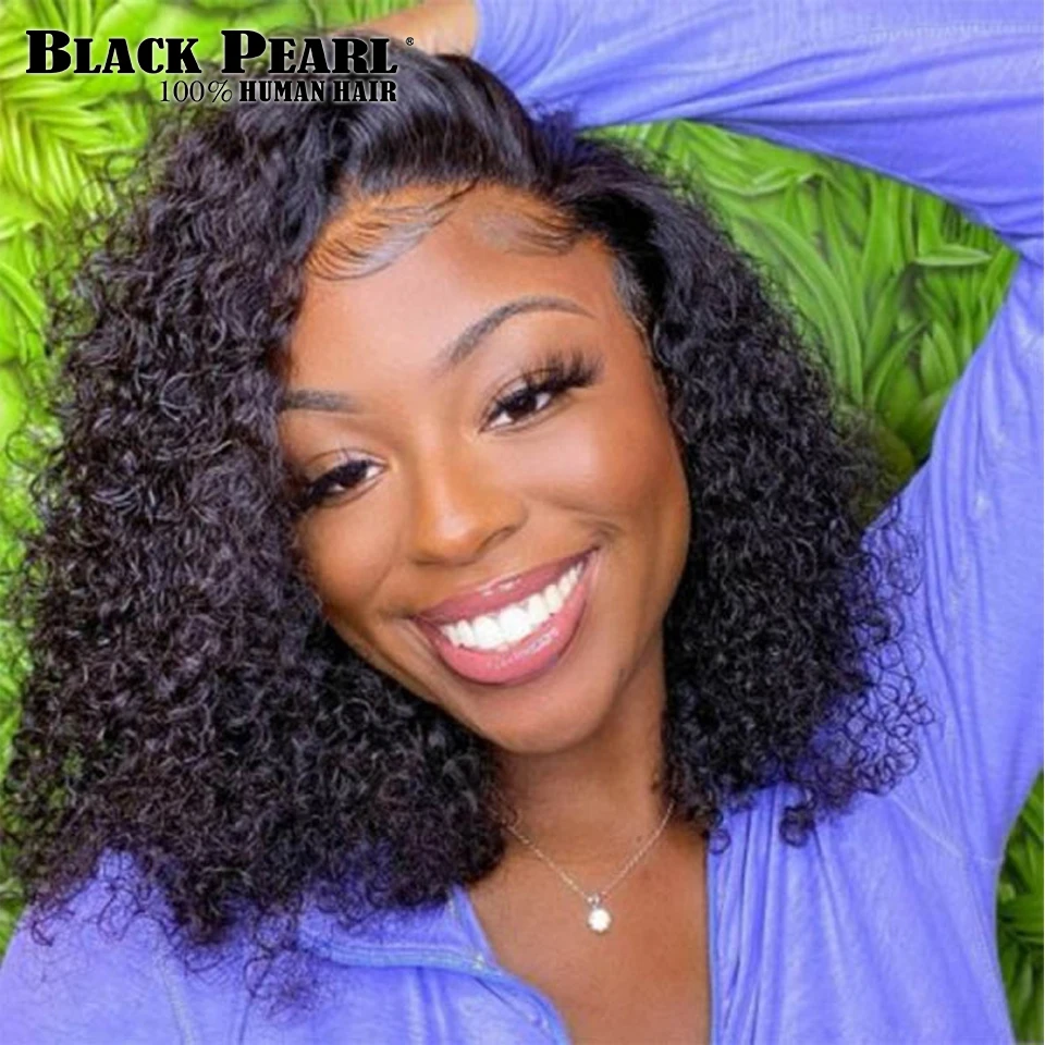 Curly Short Bob Lace Wigs Blonde Pixie Peruvian Human Hair Lace Bob Wig For Black Women Density 180% Water Wave Remy Virgin Hair