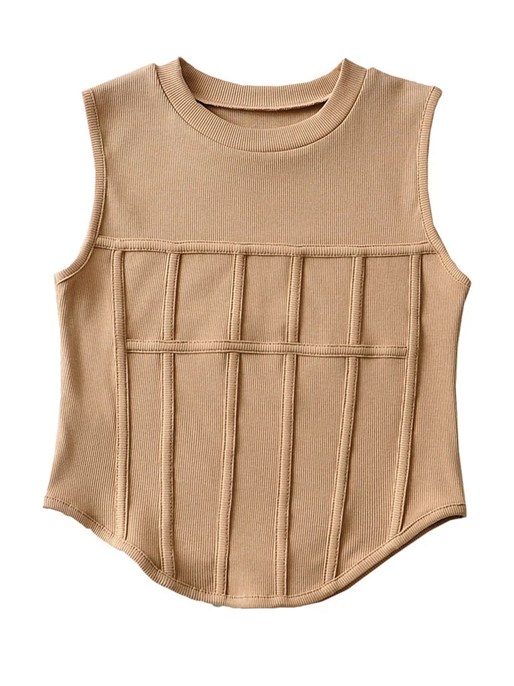 

Women Brief Irregular Hem Tank Tops New O-collar Sleeveless Personality Fashion Tide Spring Summer 2022 N884
