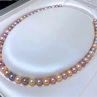 huge charming 1810 11mm natural south sea genuine purple pink round pearl necklace free shipping women jewelry pearl necklace