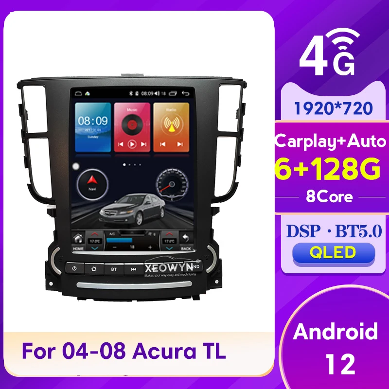 

Автомагнитола на Android 11,0, 128 ГБ, для Acura TL 2004, 2005, 2006, 2007, 2008, GPS-навигация, android, apple carplay, full touch