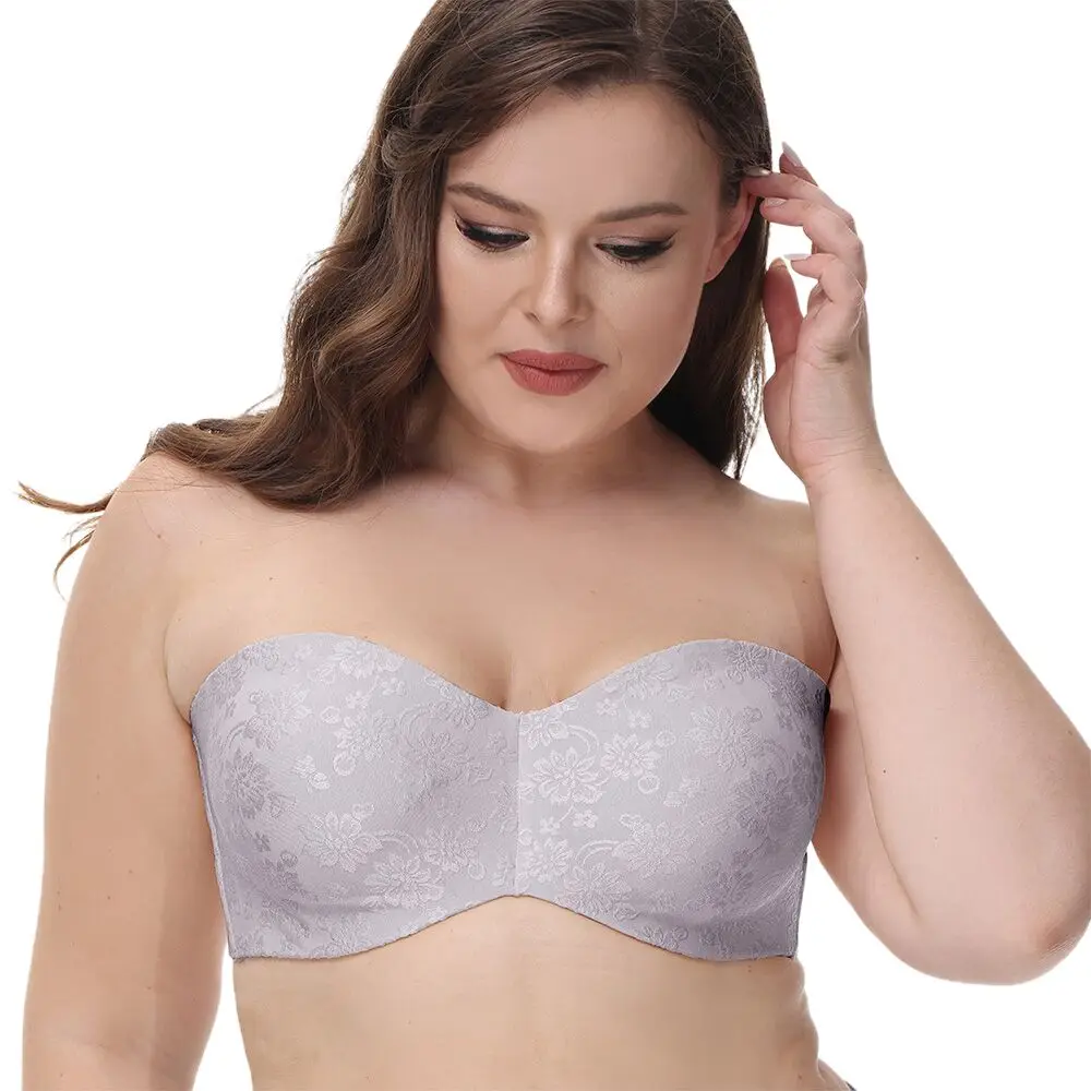 

Women's Underwire No Padding Ultra Support Convertible Strapless Bra Push Up Non-Slip Plus Size Seamless Minimizer Bras