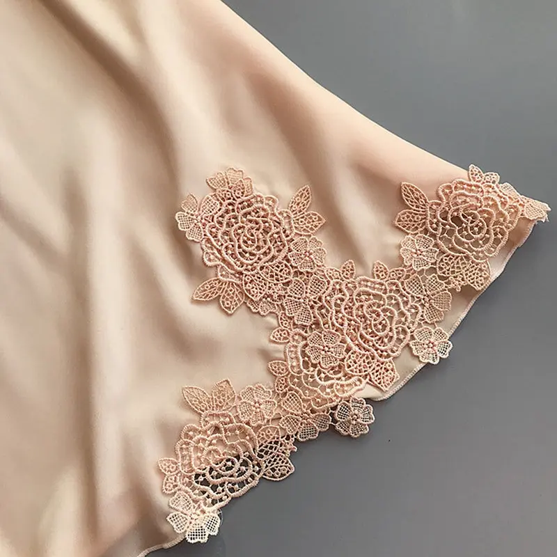 Женская Сексуальная Шелковая Атласная Ночная Рубашка Длиной До Колена С