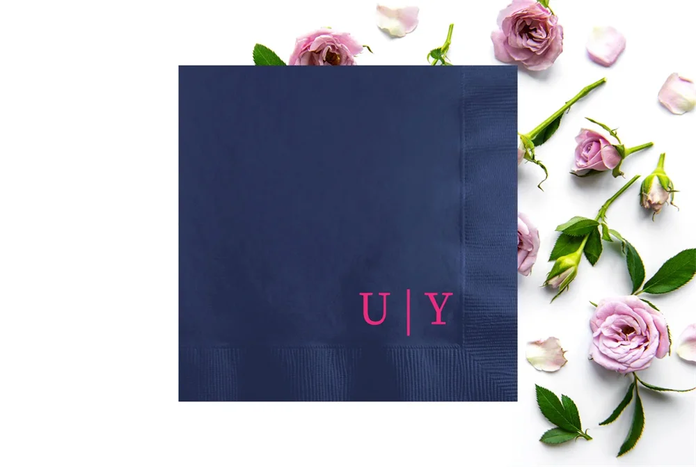 50PCS Custom Modern Initial Napkins Personalized Monogrammed Wedding Napkin Vow Renewal Anniversary Rehearsal Dinner Engage