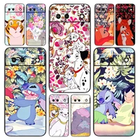 disney animation animal phone case for google pixel 7 6 pro 6a 5a 5 4 4a xl 5g black silicone tpu cover
