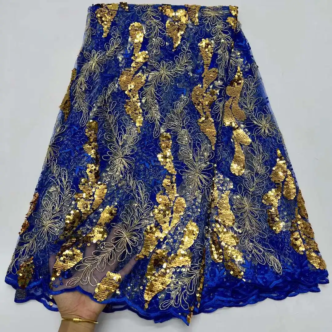 

2023 High Quality Exquisite African 3D Sequins Lace Fabric French Embroidery Lace Fabric For Nigerian Wedding Party