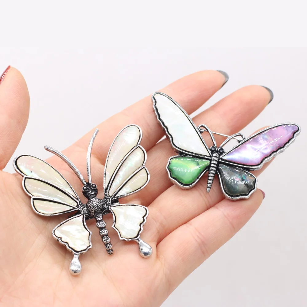 

Natural Shell Abalone White Butterfly Brooch Pendant For Jewelry Making DIY Necklace Earring Accessories Charms Gift Party Decor