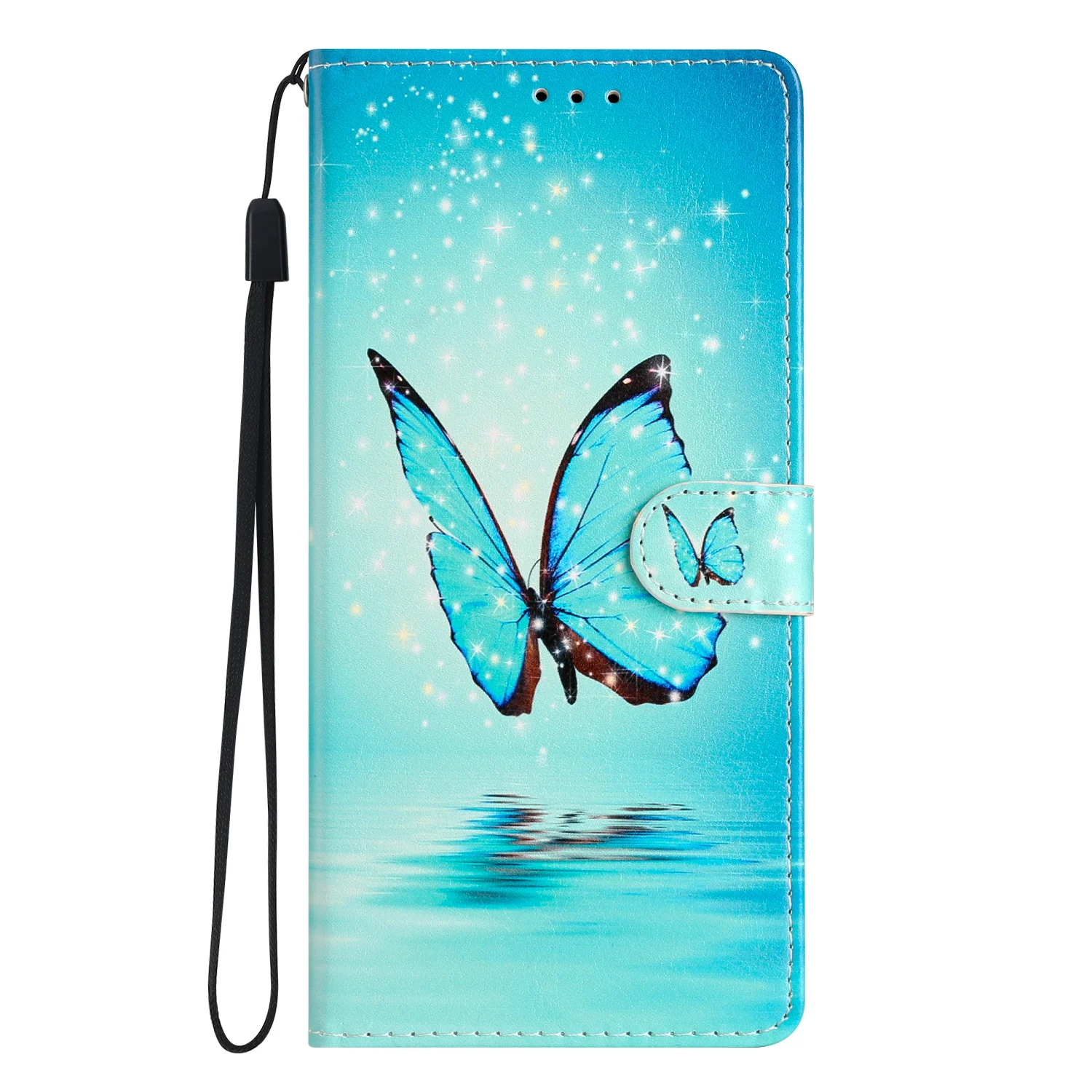 Кожаный чехол-книжка с рисунком для iPhone 13 Mini 14 Plus 11 12 Pro Max 7 8 X XS XR SE3 2022