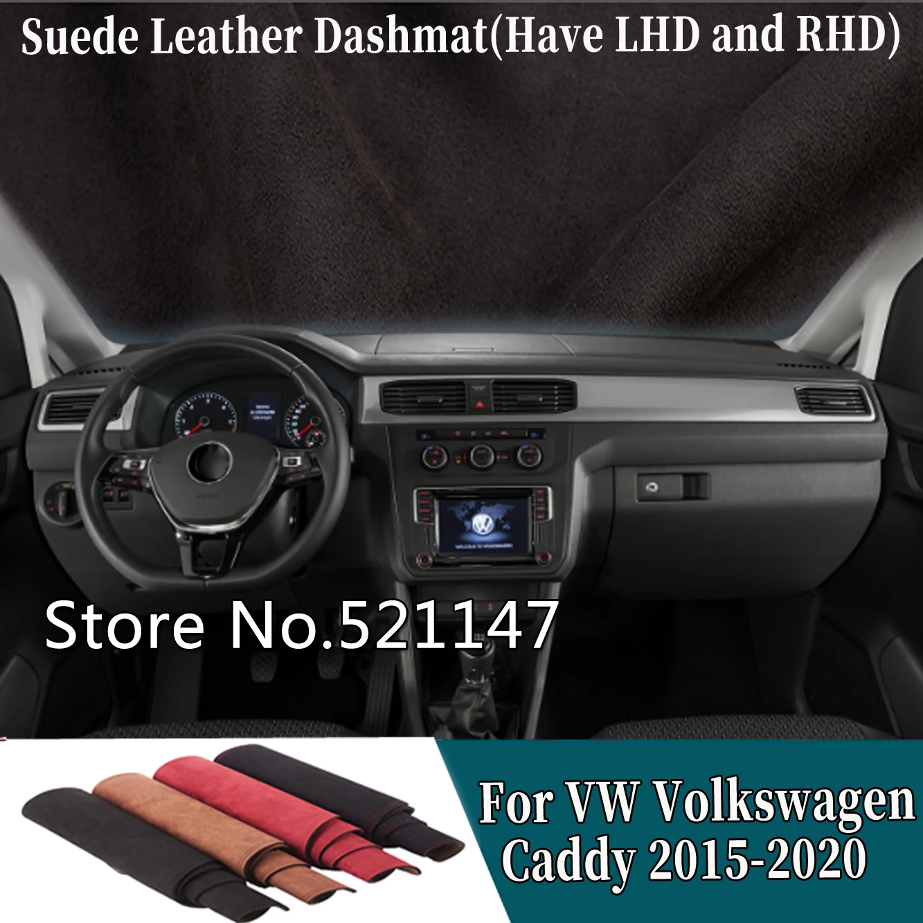 

Car Suede Leather Dashmat Dashboard Cover Pad Dash Mat Car-styling Accessories For VW Volkswagen Caddy 2015-2020 2016 2017 2019