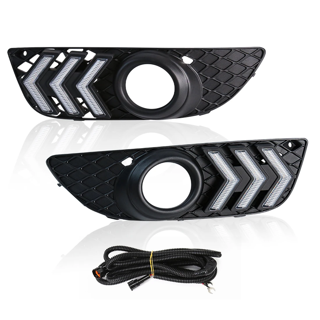 

Передний бампер автомобиля, противотуманная фара для Mitsubishi Lancer 2008 2009 2010 2011 2012 2013 2014, дневные ходовые огни, белый, желтый, синий, 12 В