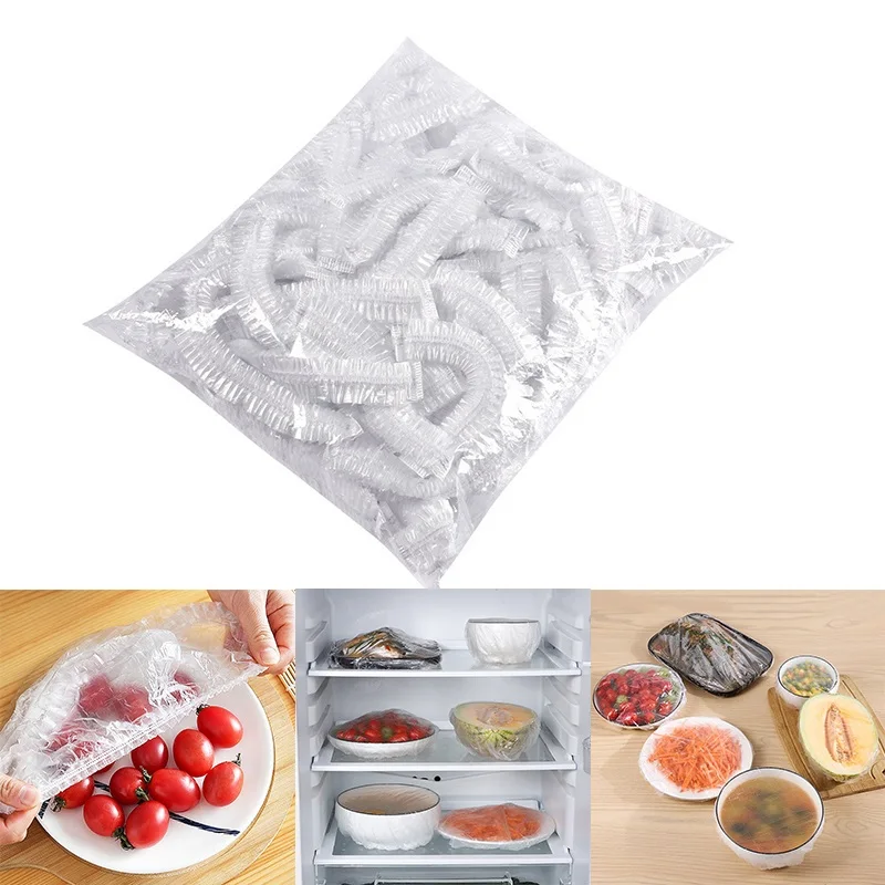 

20/60/100Pcs Disposable Food Cover Kitchen Refrigerator Fruit Food Bowls Cups Caps Dustproof Protection Flim Keeping Saver Bag