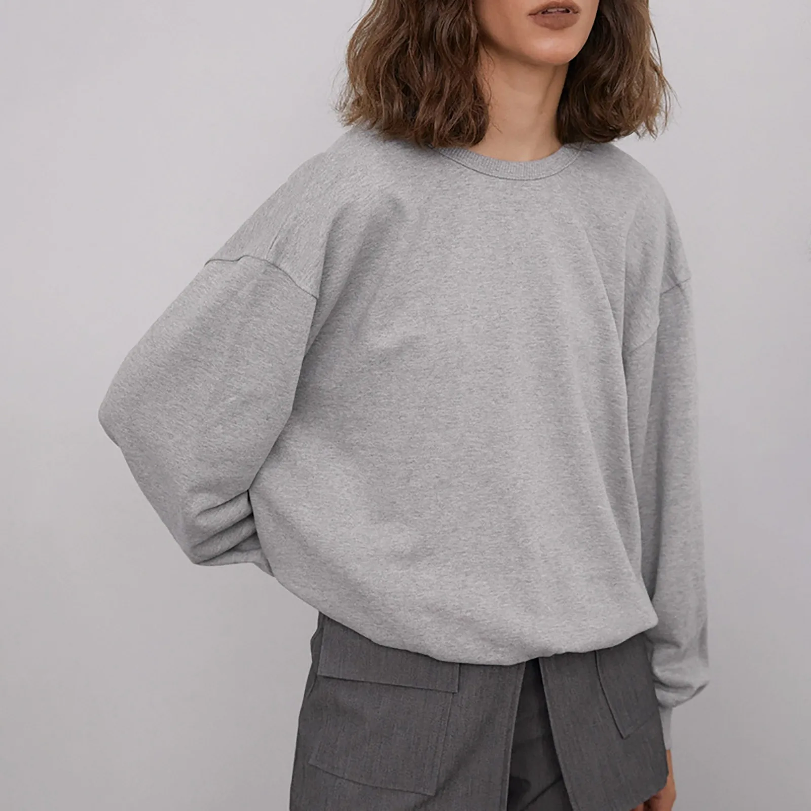 

Loose Backless Long Soild Blouse O Sleeve Casual Tops Womens Neck Tee Pullover Women's Heat Gear Shirt Women Chemise Shirt