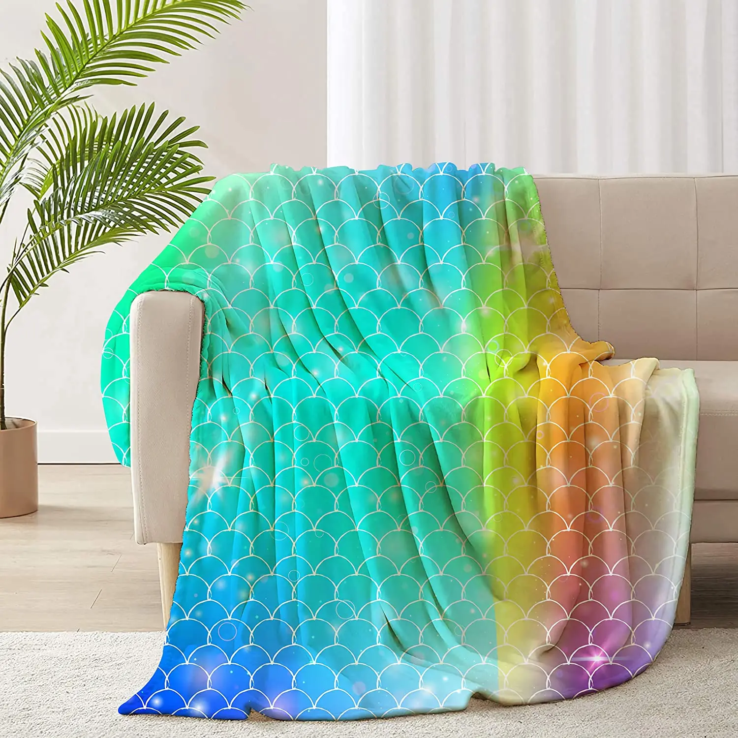 

Одеяло для декорирования Русалочки для девочки, мягкое Фланелевое покрывало в виде рыбьей русалки, сказочное, для дивана, домашнего декора, теплый плед