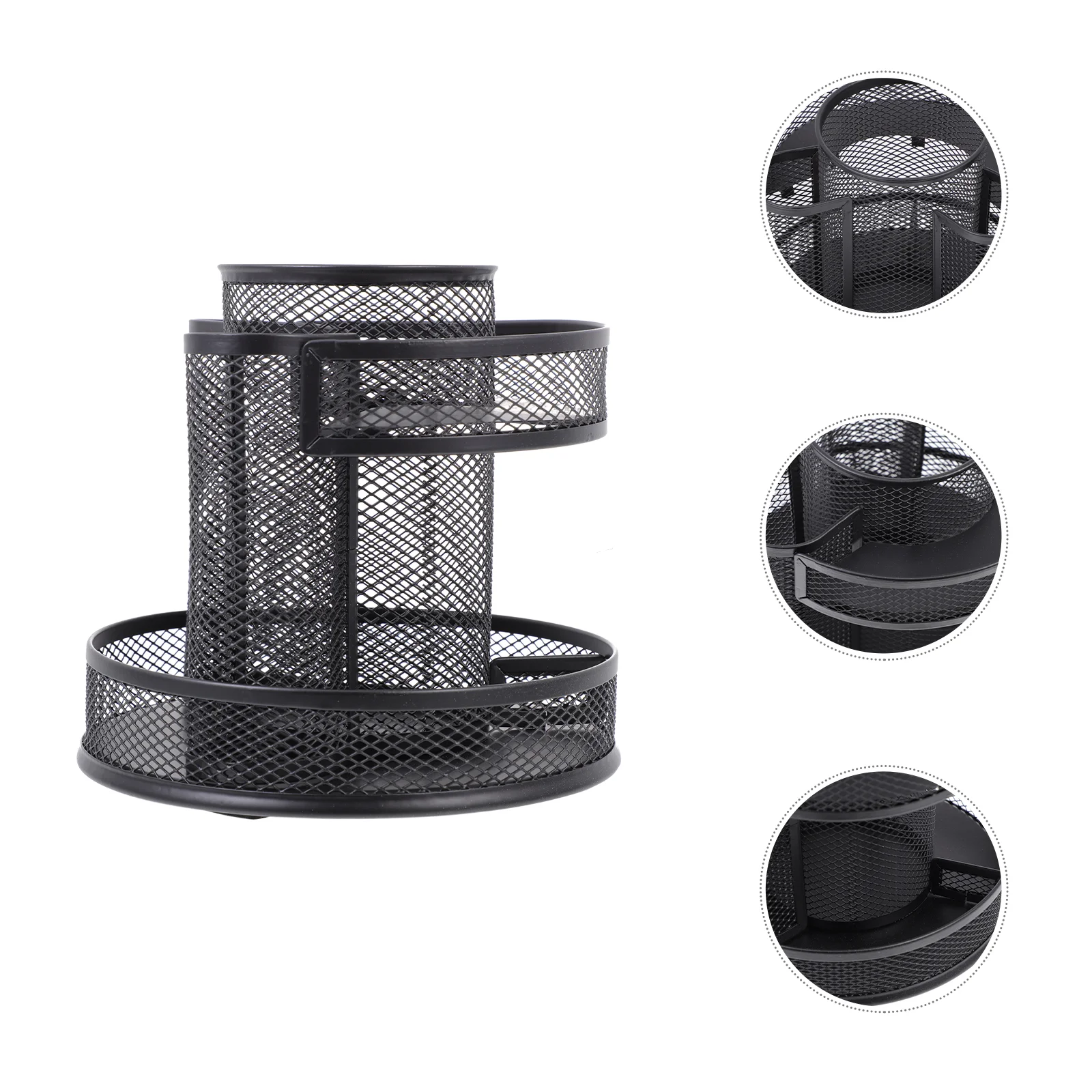 

Mesh Desktop Stationary Organizer Rotating Pen Holder Toiletry Containers Rotatable