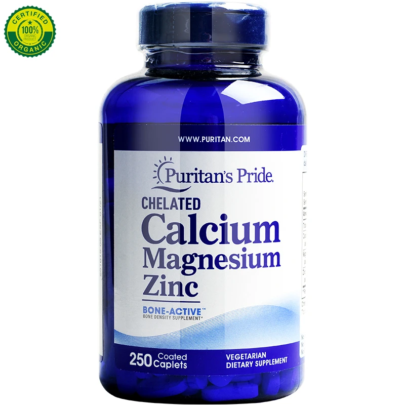 

US Puritan's Pride Chelated Calcium Magnesium Zinc Calcium for Pregnant Women,Adolescents,Middle-aged,Elderly People Supplement