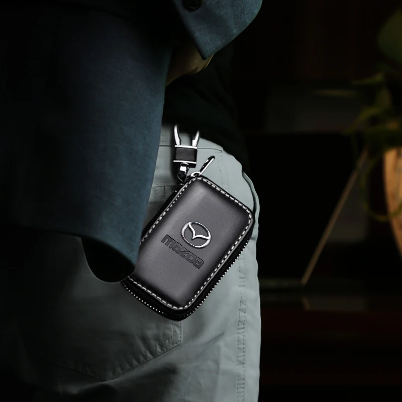 

Car Styling Key Case Keychain Coin Purse Auto Remote Control Storage Box Accessories For Mazda 3 Alexa CX4 CX5 CX8 CX30 Etc