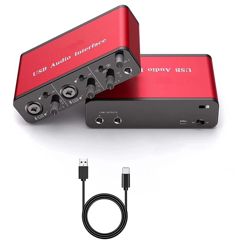 

USB Audio Interface 24Bit/96Khz For Recording Podcasting And Streaming Ultra-Low Latency Plug And Play Audio Interface